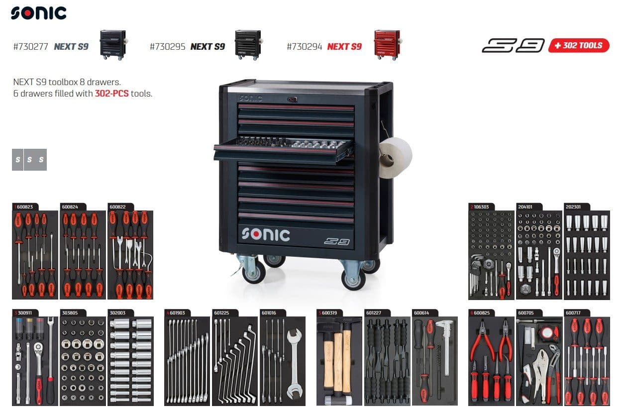 Filled tool box NEXT S9 302 items