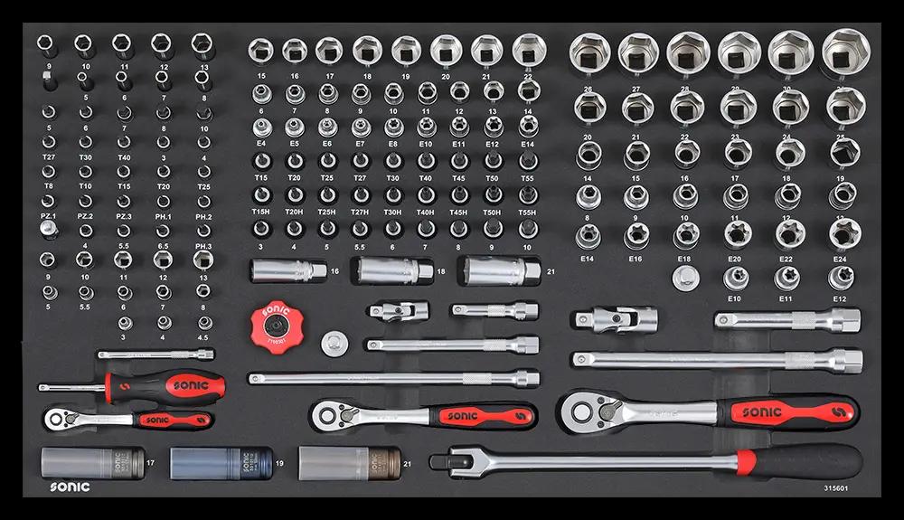 Комбинированный набор 1/4", 3/8" и 1/2", SFS 156 предм.